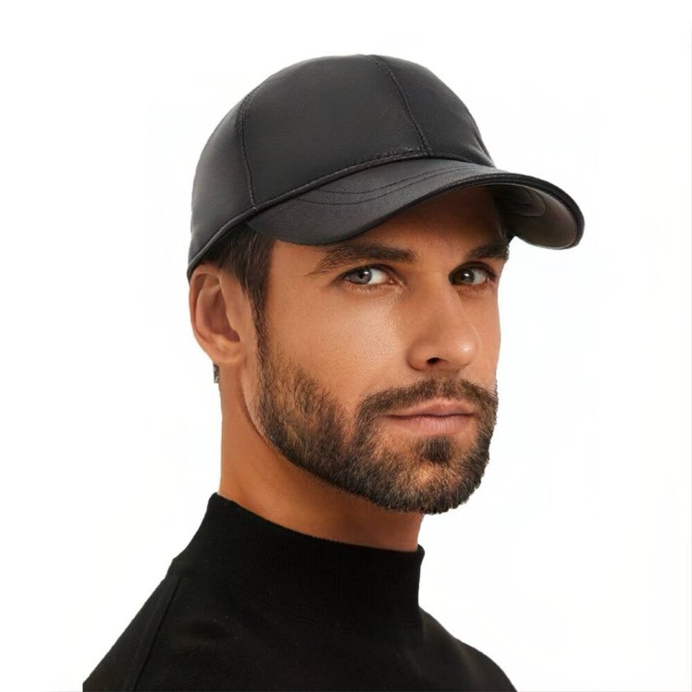 Genuine Lambskin Leather Baseball Cap – Premium Adjustable Hat - Picture 6 of 7